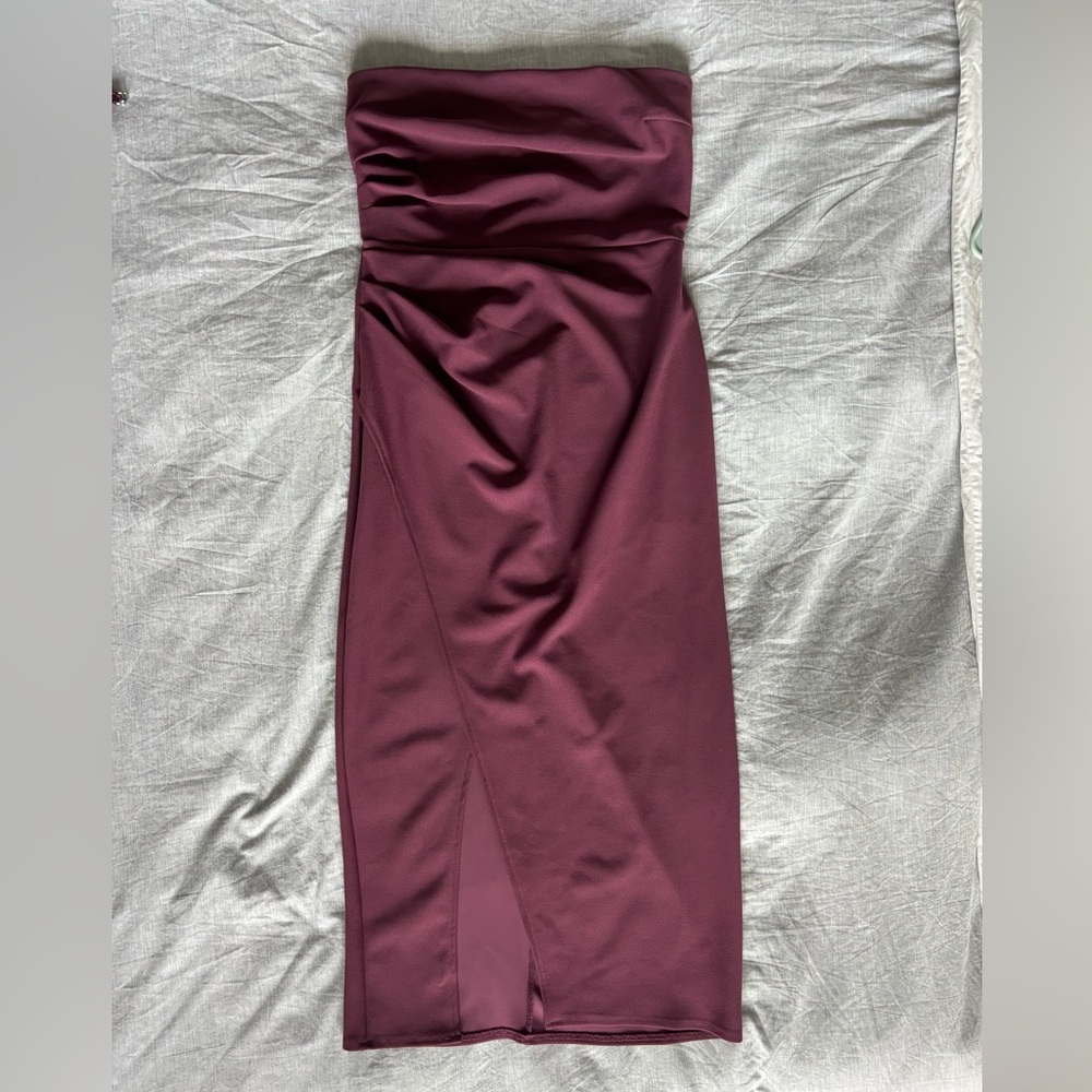 Abercrombie strapless crepe midi dress size M Tall